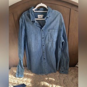 Men denim button down shirt